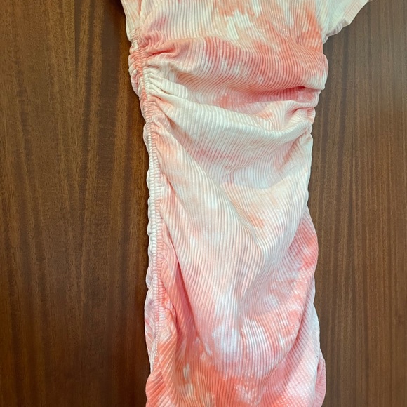 Rumor Pink and Cream Tie Dye Rouched Dress - Picture 4 of 5
